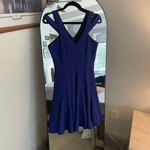 Jay Godfrey blue flowy dress with shoulder cut outs